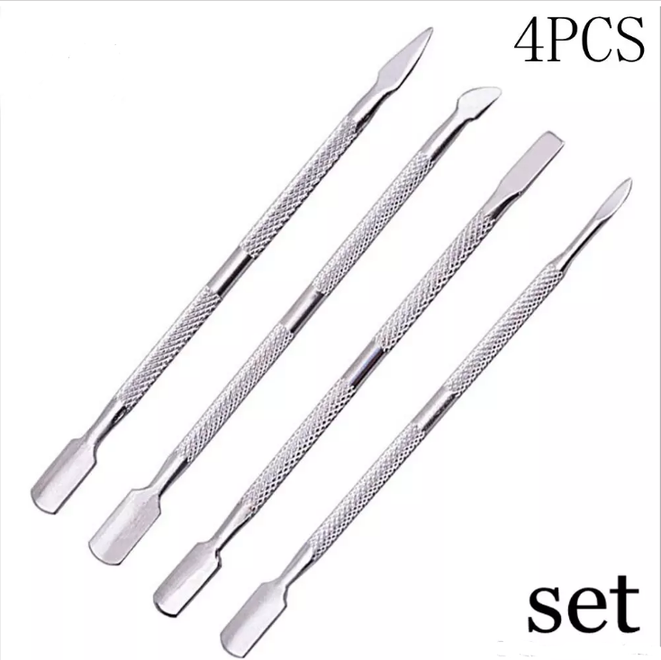 

4pcs/set Professional Stainless Steel Cuticle Spoon Removal Gel Nail Art Tools Double Ended Nail Pusher Skin Caring Manicure Tips