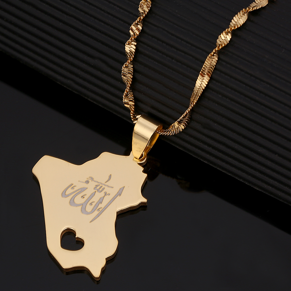 

Republic Of Iraq Map Pendant Necklace Gold Color Islanmic Jewelry9717831
