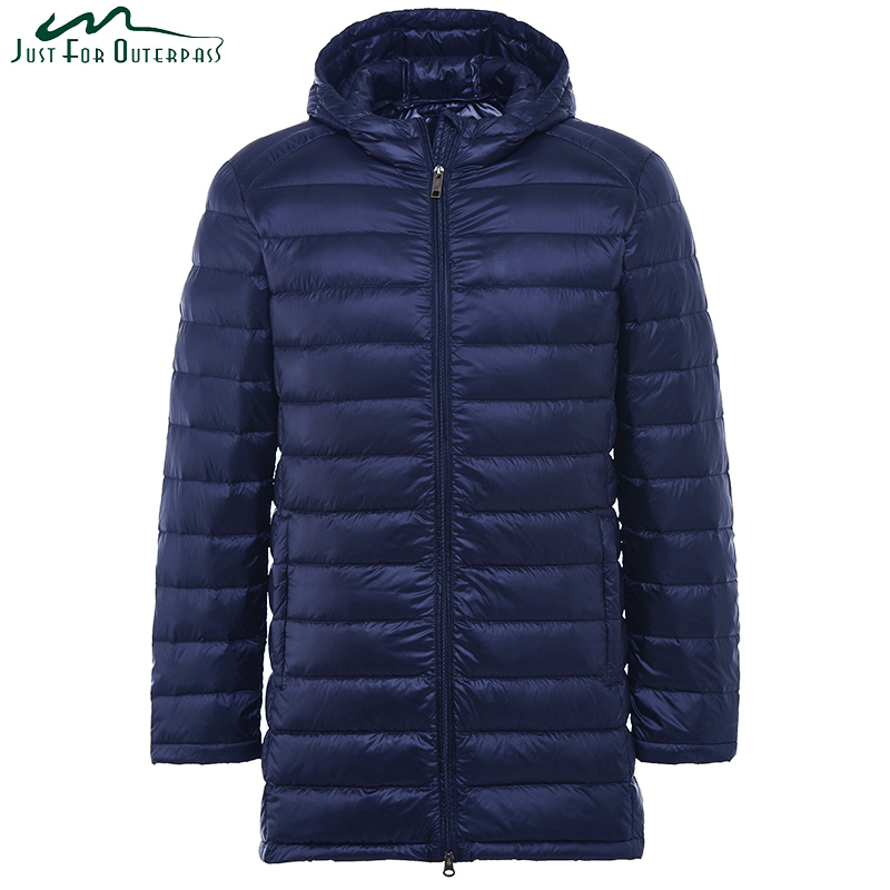 2018 New Men Ultra Light Down Jacket Spring Autumn Winter Long Down Coat Water Resistant Windproof Warm Duck Down Hooded Parkas Y181101