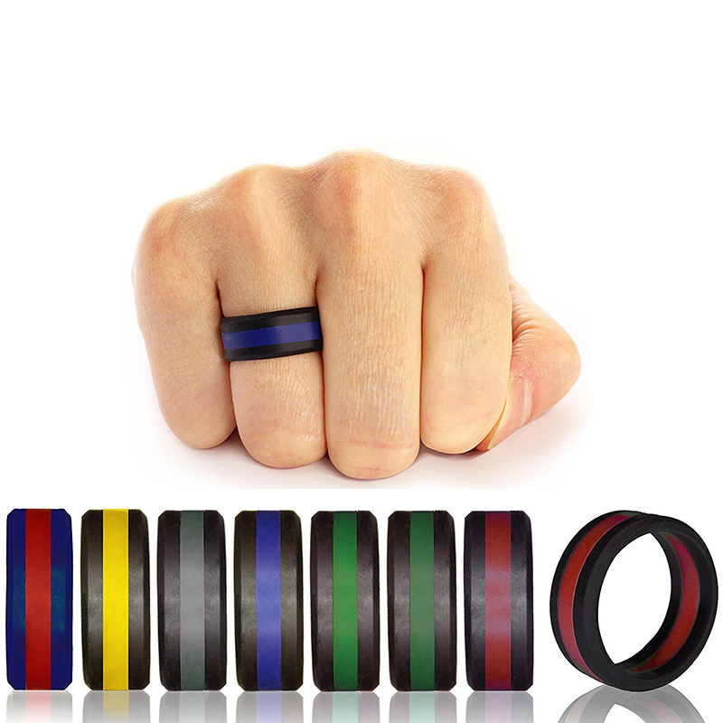 Fashion Women's Two Tone Silicone Rings Three layers Tire Silicone Rubber Flexible Ring For Ladies Fashion Wedding Engagement Jewelry