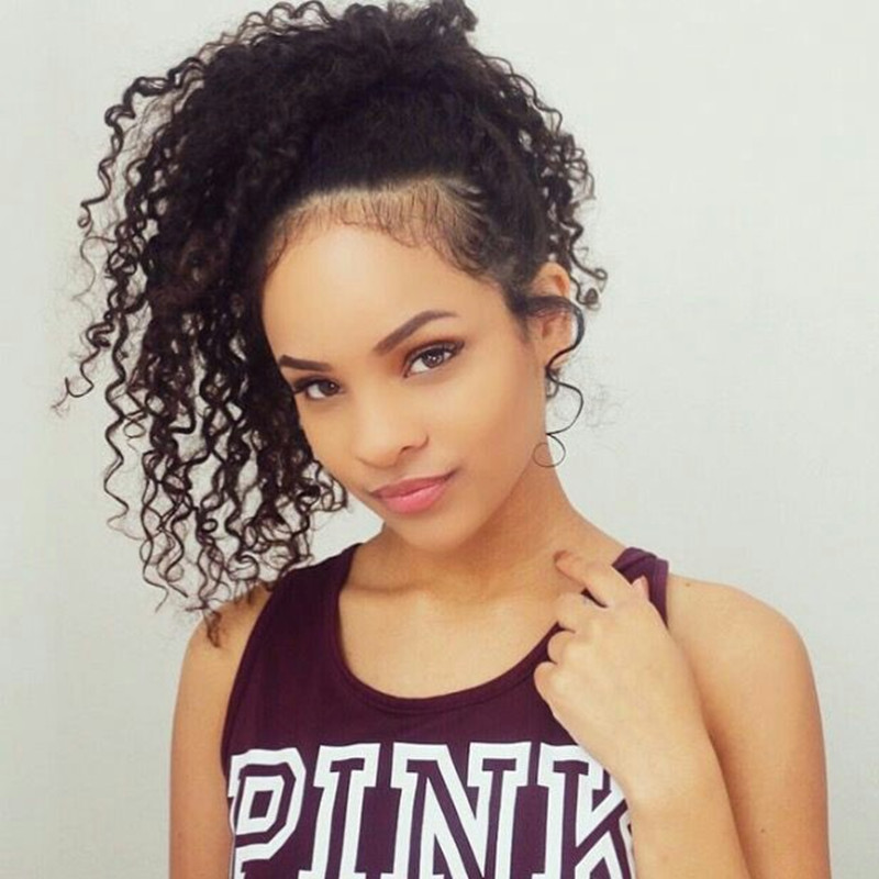 

kinky curly 100% human hair ponytail hair extension for black women 1b color Clip in drawstring ponytail for black women 10-22inch 120g