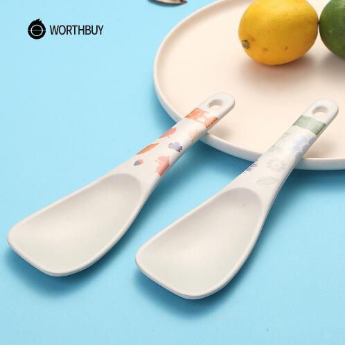 4PCS//Set Black /& Red Porridge Bowl Chinese Japanese Plastic Soup Spoons Flatware