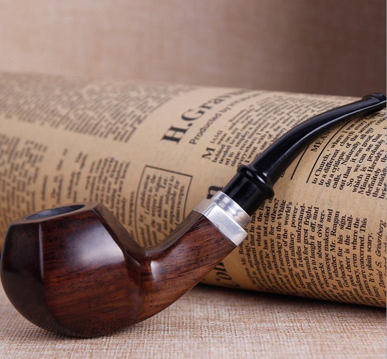 

New curved hammer, solid wood ebony ebony pipe man portable novice pipe