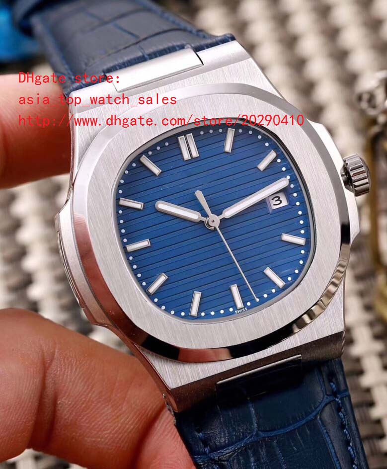 

5 Colors steel Classic Series 40.5mm Nautilus 5711/1A-001 Date Asia Mechanical Transparent mechanical Automatic Mens Watch Leather strap, Blue