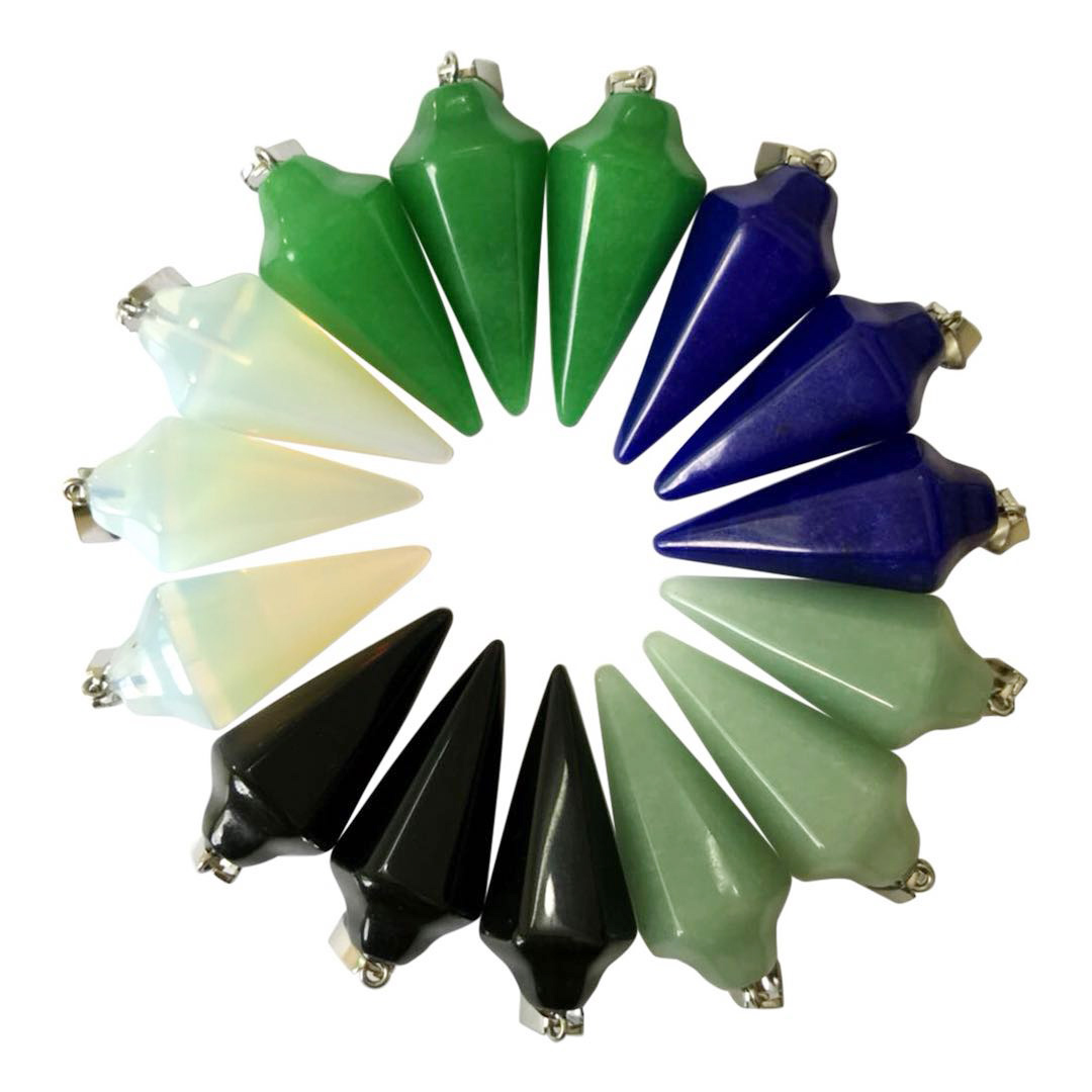 

fubaoying Mix-Color Hexagonal Cone Stone Pendant Fashion Jewelry Reiki Healing Crystal Hexagonal Bullet Wholesale Free Shipping