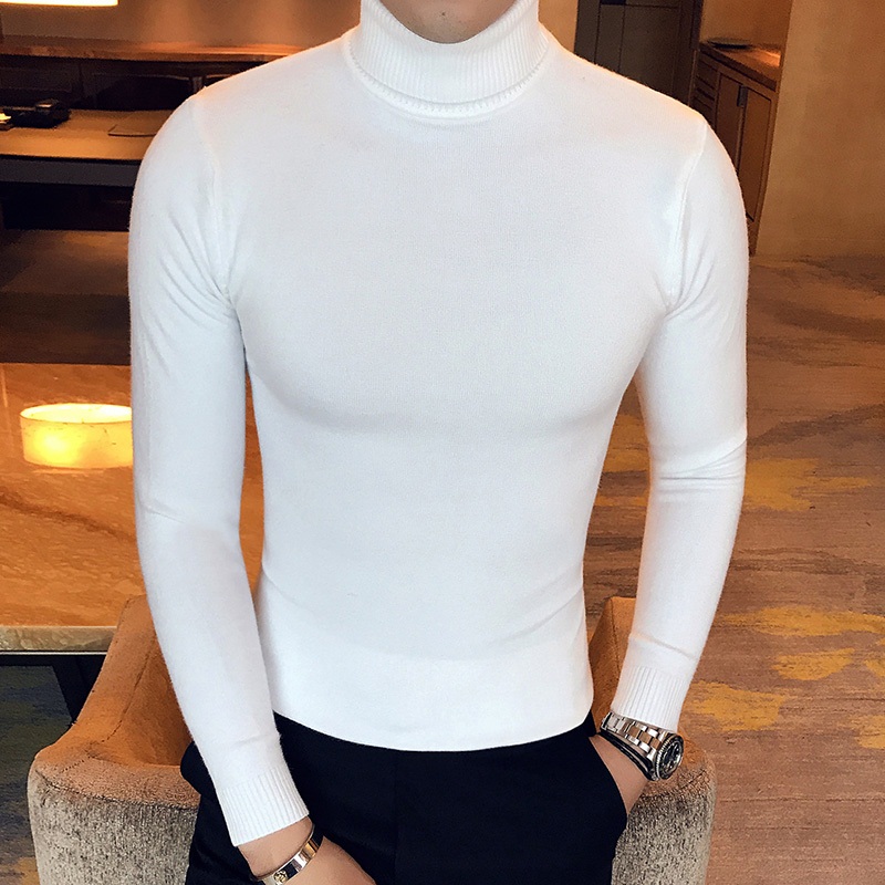 

2017 New Fashion Turtleneck Sweater Autumn Winter Men's Christmas Sweater Casual Warm Mens Knitted Sweaters And Pullover Men, Red