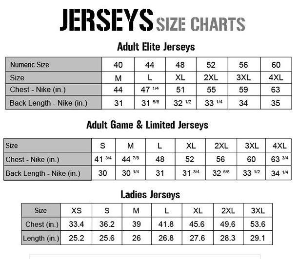 Nike Jersey Sizes Chart