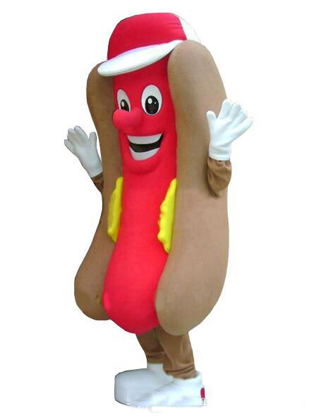 

2018 Factory direct sale Adult Professional Deluxe Hot Dog No Mustard Mascot Costume Mask Fastfood with free shipping, Brown