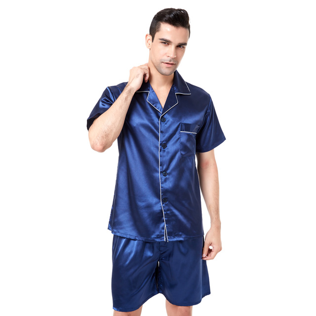 2020 Tony&Candice Satin Silk Pajamas Shorts For Men Rayon Silk ...