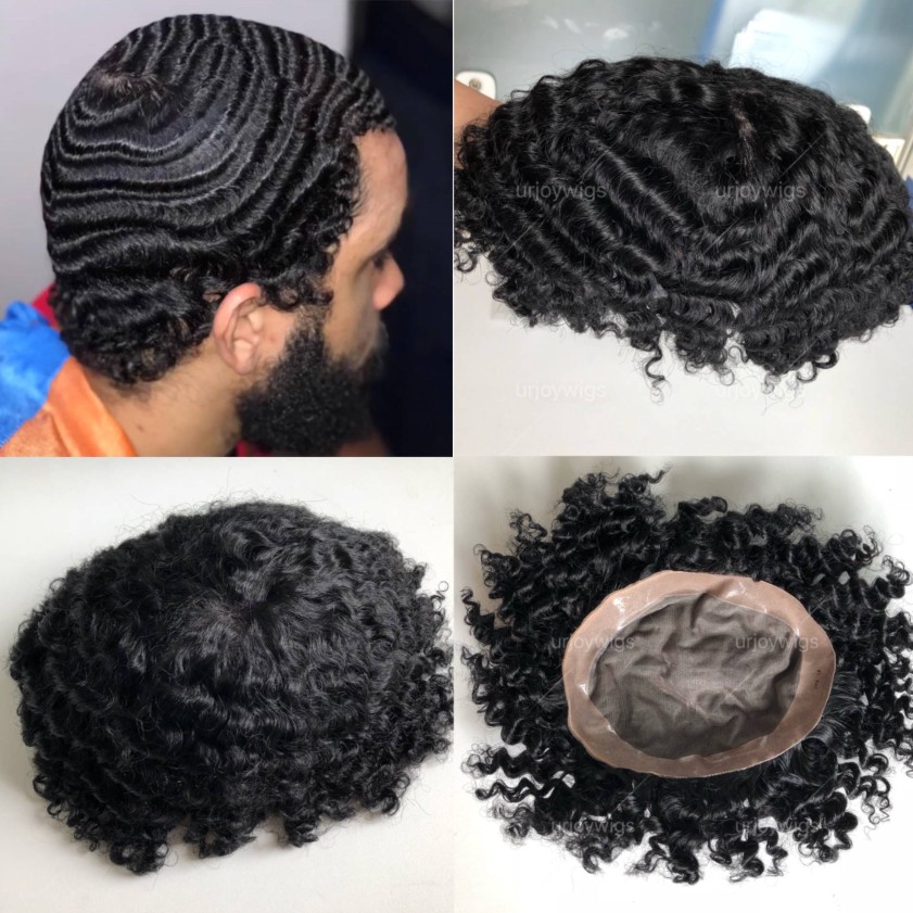 black mens wave toupee 5% white
