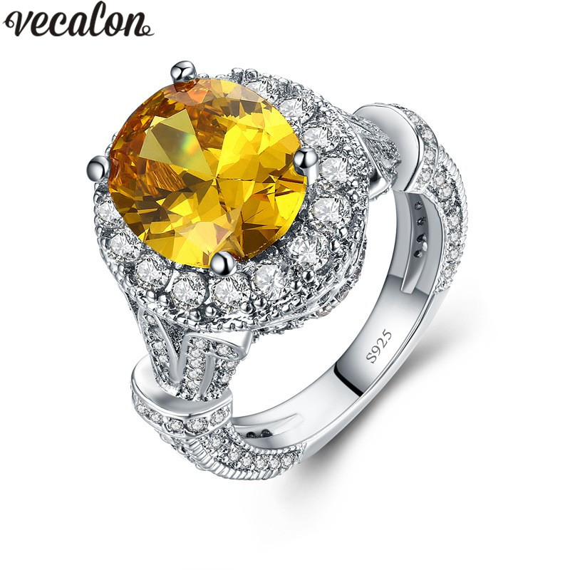 

Vecalon Vintage ring Claw setting 5A Zircon Diamont 925 Sterling Silver Engagement wedding Band rings for women Gift