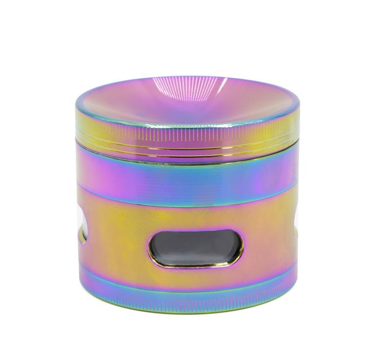 

New Colorful Ice Blue Four-layer Zinc Alloy Diameter 63mm Side Window Color Concave Grinder