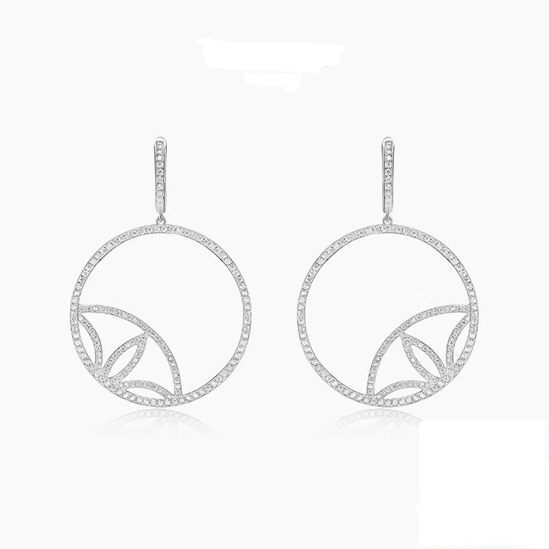 Big Aro Pendientes Colgantes Con 9 CMS de caída en tono plata