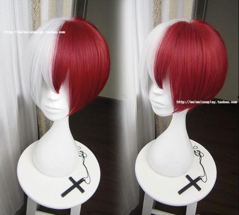 2018 Hero Academia Akademia Shoto Todoroki Shouto blanc et rouge Cosplay perruque livraison gratuite nouvelle haute qualité mode photo perruque