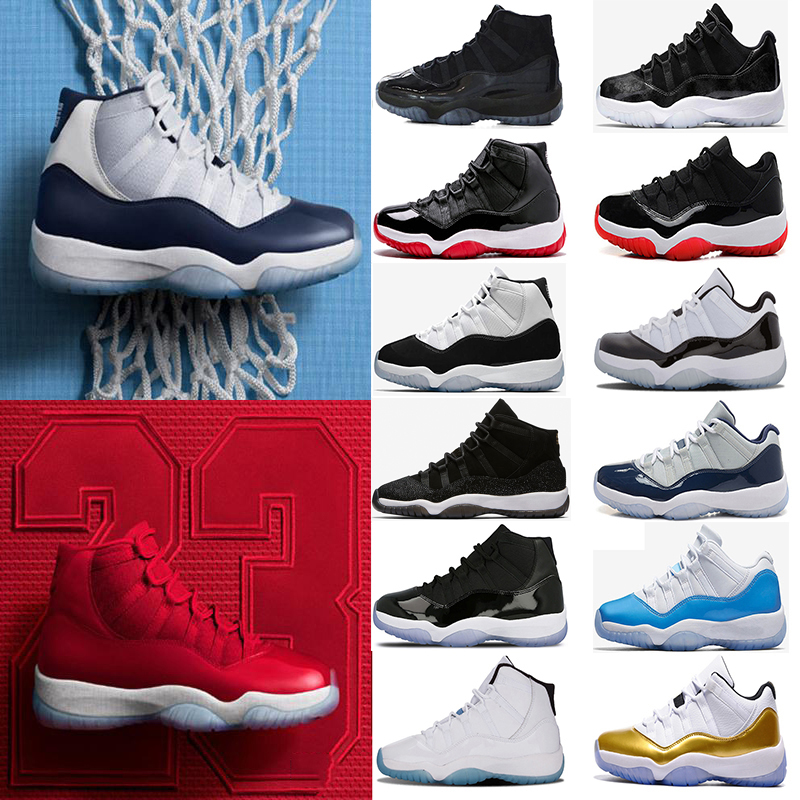 2018 Basketball Shoes 11 11s Prom Night Cap and Gown men womens 72-10 gamma blue gym red Navy Gum space jam Sport Sneakers