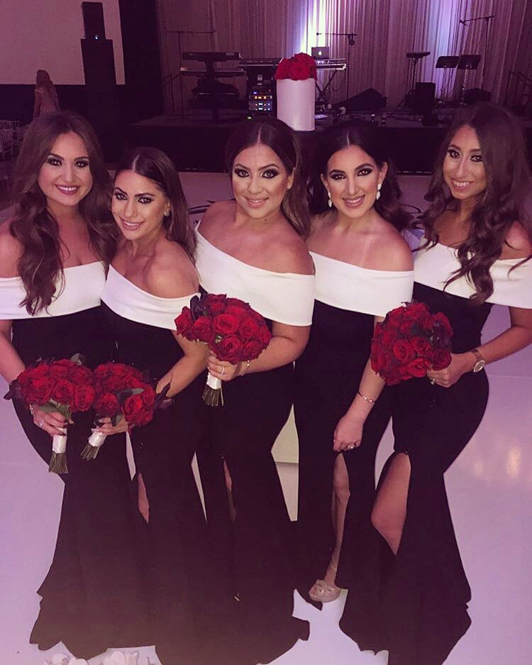 black & white bridesmaid dresses