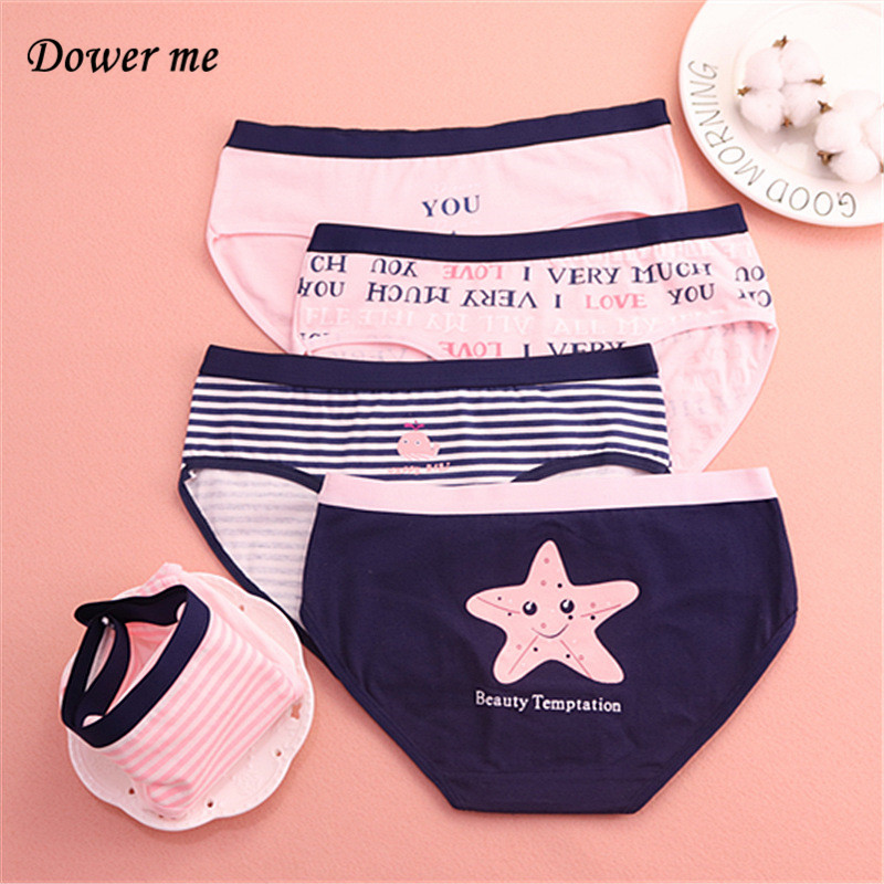 

Girl's Cartoon Cotton Briefs 12pcs/lot Women Comfortable Mid Waist Panties Female Breathe Freely Underwears W013, Mixed color