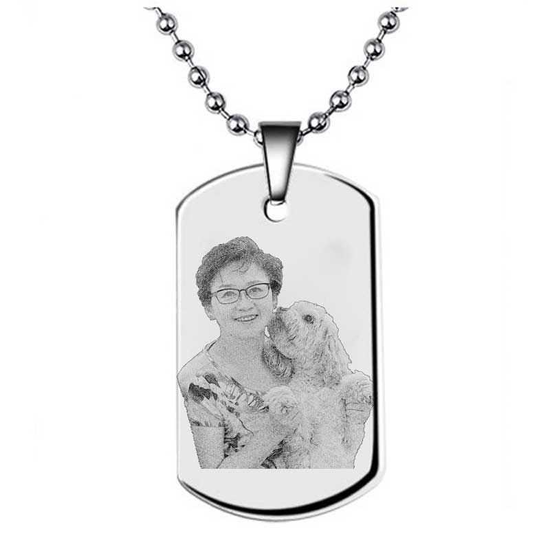 Custom Pendant Dog Tags Military Army ID Card Photo Engraved Pendant Name Necklace Men Stainless Steel Homens-image-431135353