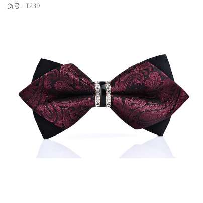 

top sale Bling Crystal Metal Decoration Sharp Corners Bow Tie Butterfly Knot Men's Accessories Wedding Party Banquet Club Business