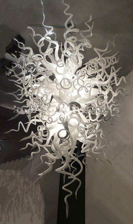 Contemporary Lamp Large Chandelier Italy Murano Chandeliers White and Black Glass Pendant Lamps with LED Light-image-409424417