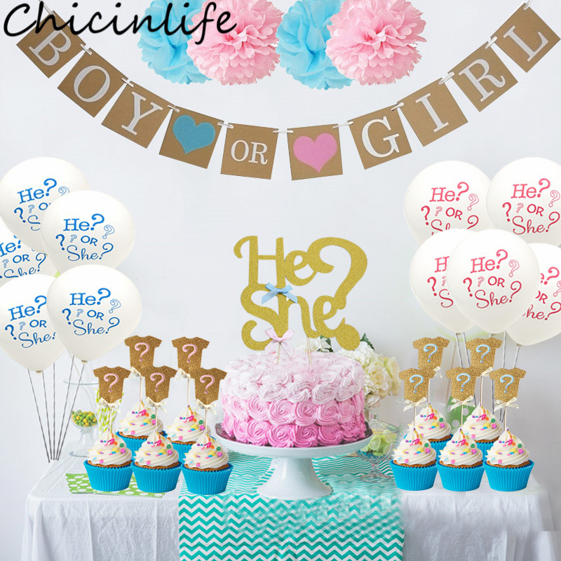 20PC Gender Reveal Cake Topper Baby Shower Boy Girl Birthday Cupcake Toppers