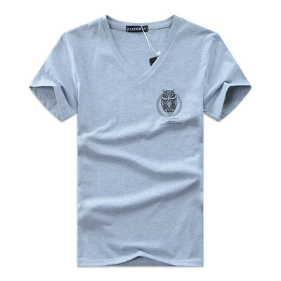 

Men's T-Shirts Night Printing T-Shirt Fashion Summer V-neck T Shirt Casual Short Sleeve Slim Fit Tee Wholesales, Gray
