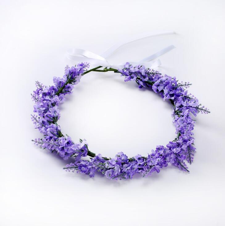 

10pcs/lot Women Lavender Hairbands Bohemia Headband Hair Accessories Purple For Bride Beach Wedding Headdress