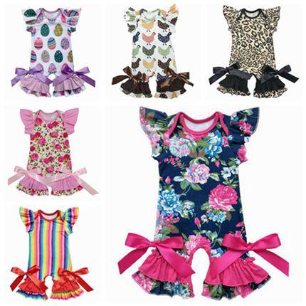

2018 Summer Kids Clothing Baby Girls Clothes Girl Rompers Ruffle Floral Jumpsuits Valentines Days GiftS Easter Newborn Romper, As photo