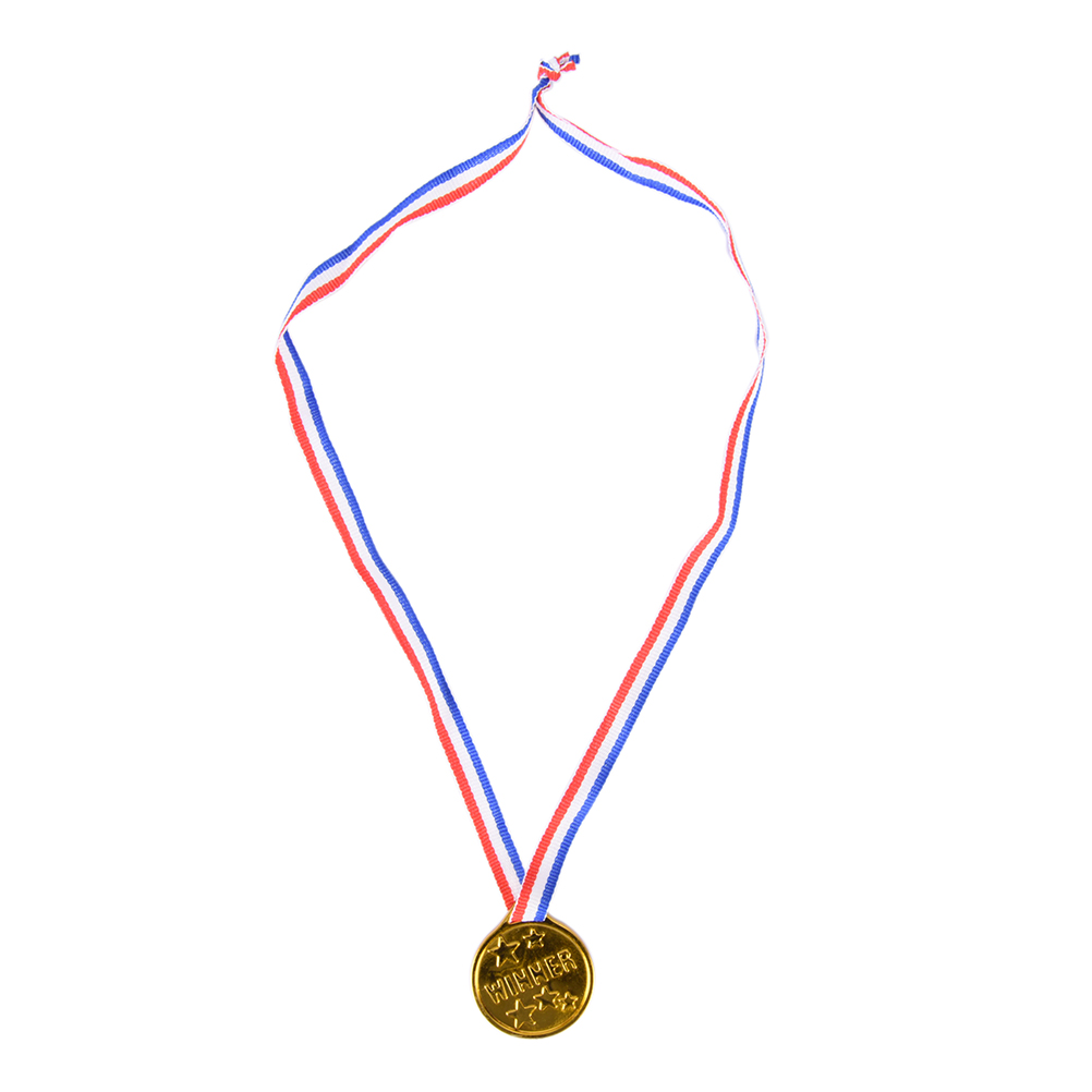 

Hot Sale 12pcs Plastic Children Gold Winners Medals Kids Game Sports Prize Awards Toys Party Favor High Quality
