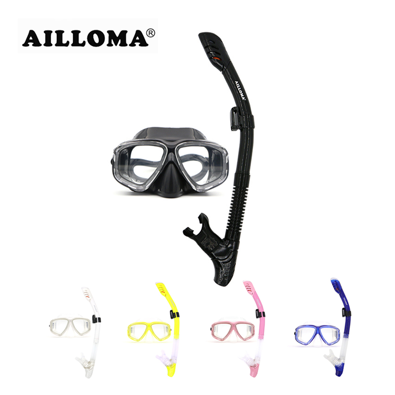 

AILLOMA Professional Scuba Diving Mask Tube Silicone Waterproof Anti Fog Underwater Snorkeling Diving Masks and snorkels Set