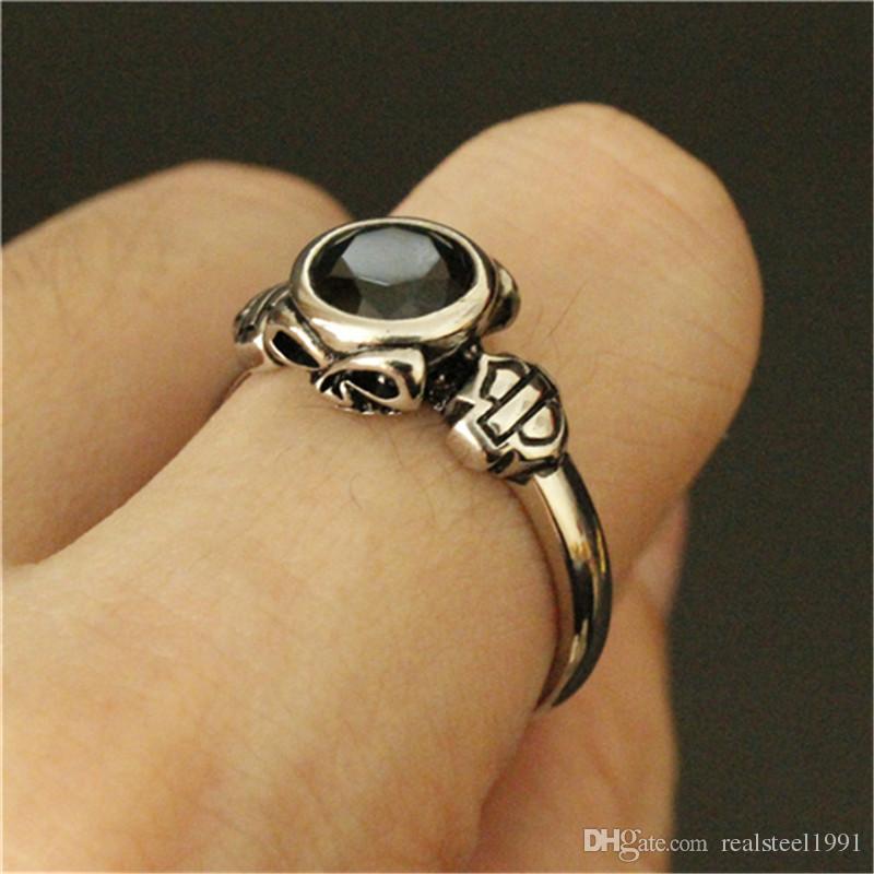 

5pcs Free Shipping Size 5-10 Unisex Crystal Motorbiker Ring 316L Stainless Steel Fashion Jewelry Skull Crystal Biker Ring