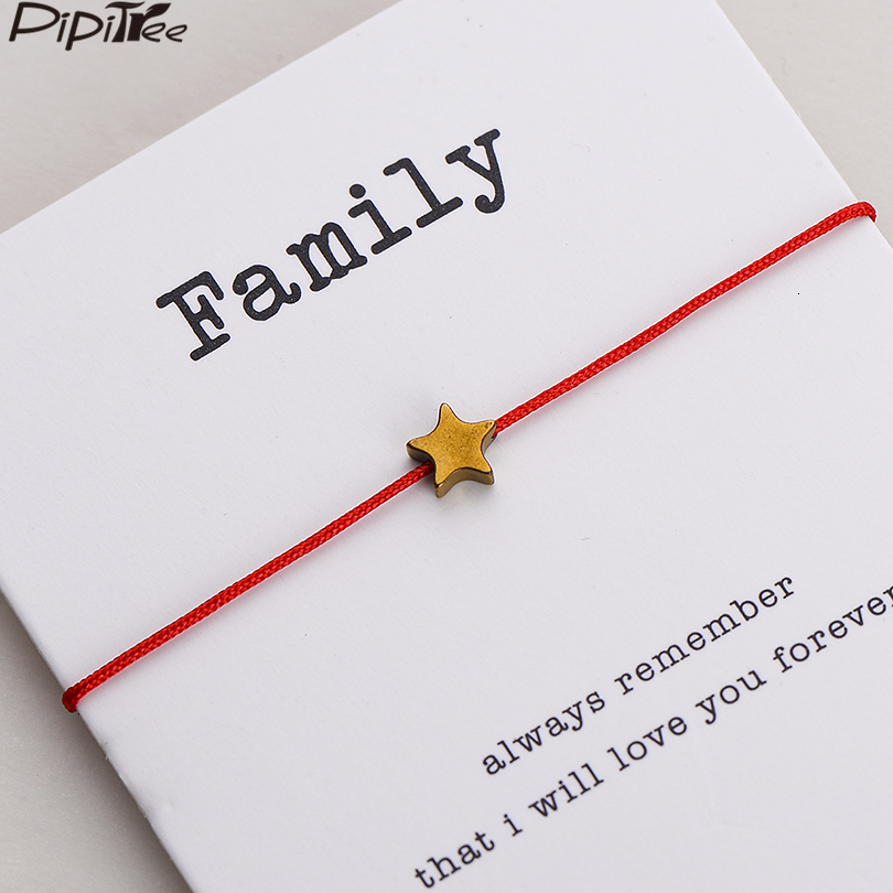 

Pipitree Red String Lucky Star Bracelet For Women Men Kids Gold And Black Hematite Beads Family Bracelets Jewelry Gift