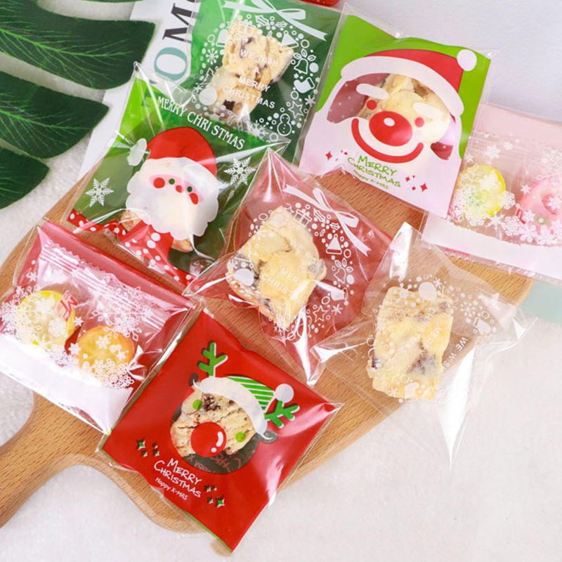 

95-100Pcs/lot Christmas Cookie Bags For Biscuits Birthday Candy Cake Package Wholesale