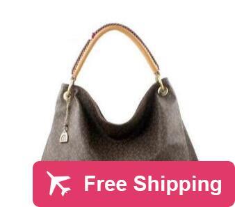 

women fashion designer shoulder Bag canvas Artsy genuine leather handbags shoulder M40249 M41066 bags large tote bag 6351, Brown grid