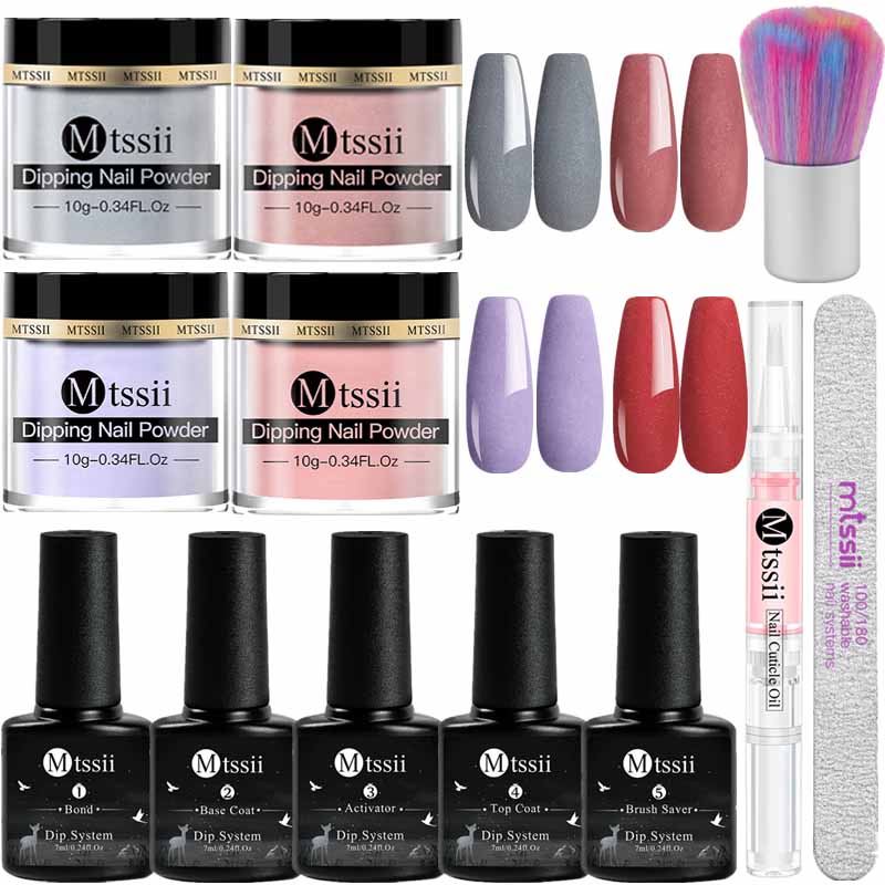 

Mtssii 12pcs Dipping Nail Powder Set French Dipping Nail Glitter Pigment Without Lamp Cure Dip Powder Art Design