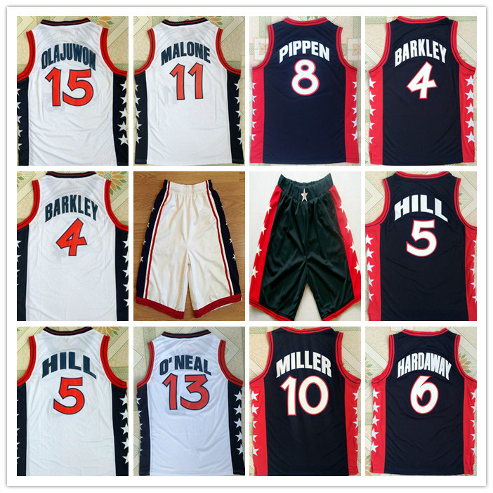 

RETRO 1996 Dream Team Jersey OLAJUWON Pippen HARDWAY HILL Malone O NEAL SPORT BARKLEY SHORTS MILLER Sport Basketball jerseys SPROTY