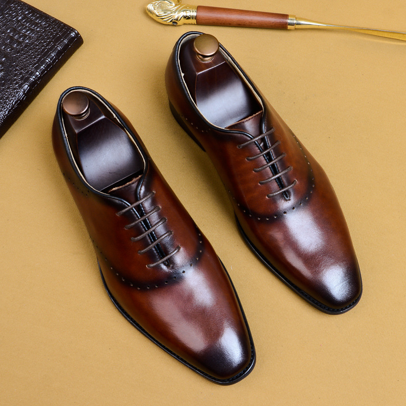 

Male Brogues Carved Vintage Men's Leather Shoes Leather Business Handmade Men's Shoes Men Formal, Black