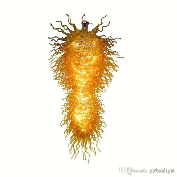 

Custom Made Gold Colored Blown Glass Large Hotel Decor Chandelier AC 110V 220V Mouth Blown Glass Italy Holiday Deco Chandelier