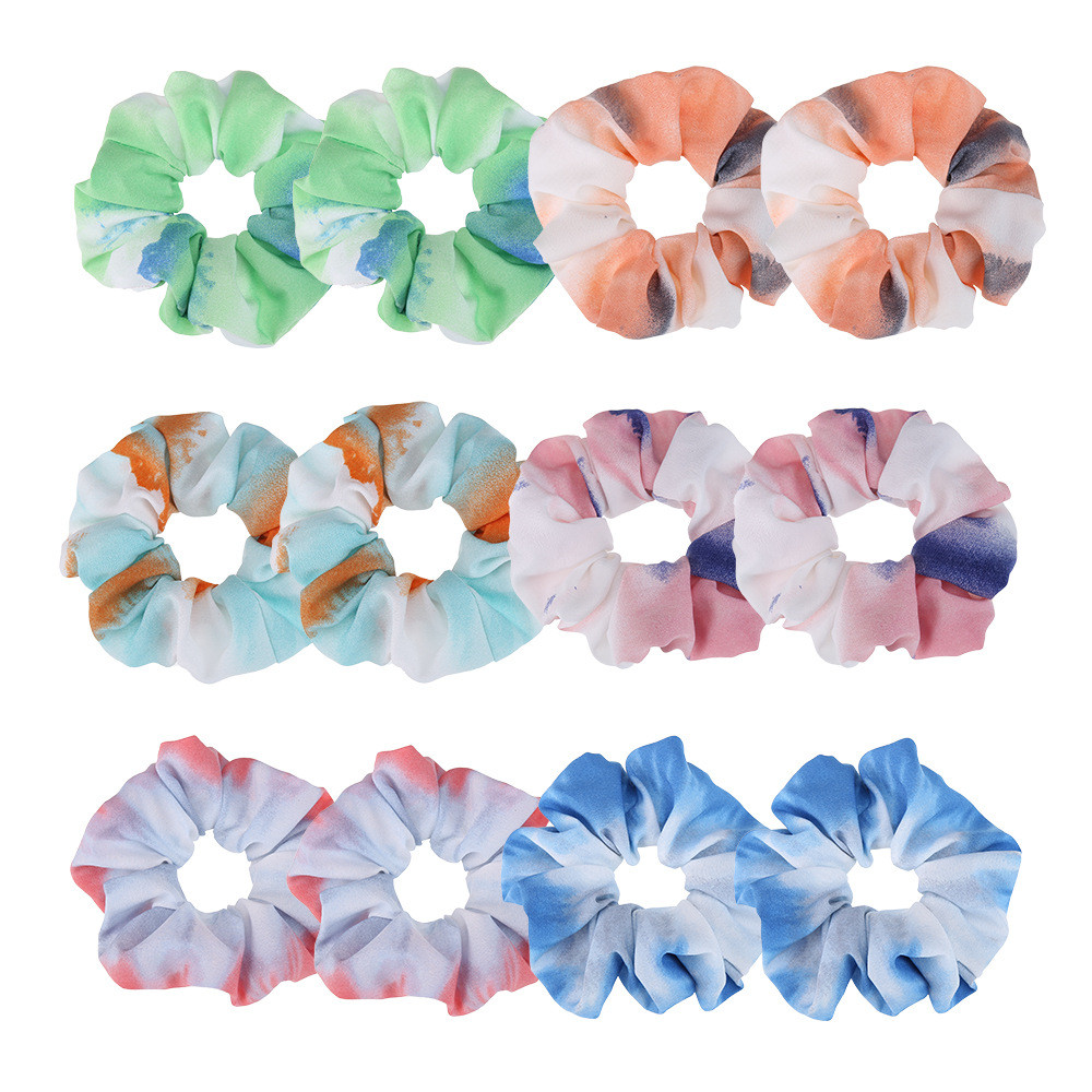 

Tie-dyed Women Girls Scrunchies INS Circle Gradient Color Hairbands Elestic Rubber Hair Rope Tie Hair Holder Scrunchy Hair Accessories D3603, Random mixed color