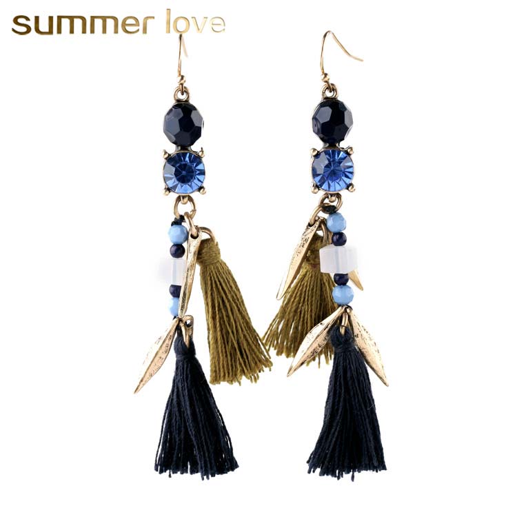 

High Fashion Pearl Tassel Rhinestone Long Dangle Earring for Women 2 Style Ethnic Vintage Fringe Trendy Jewelry Wholesale