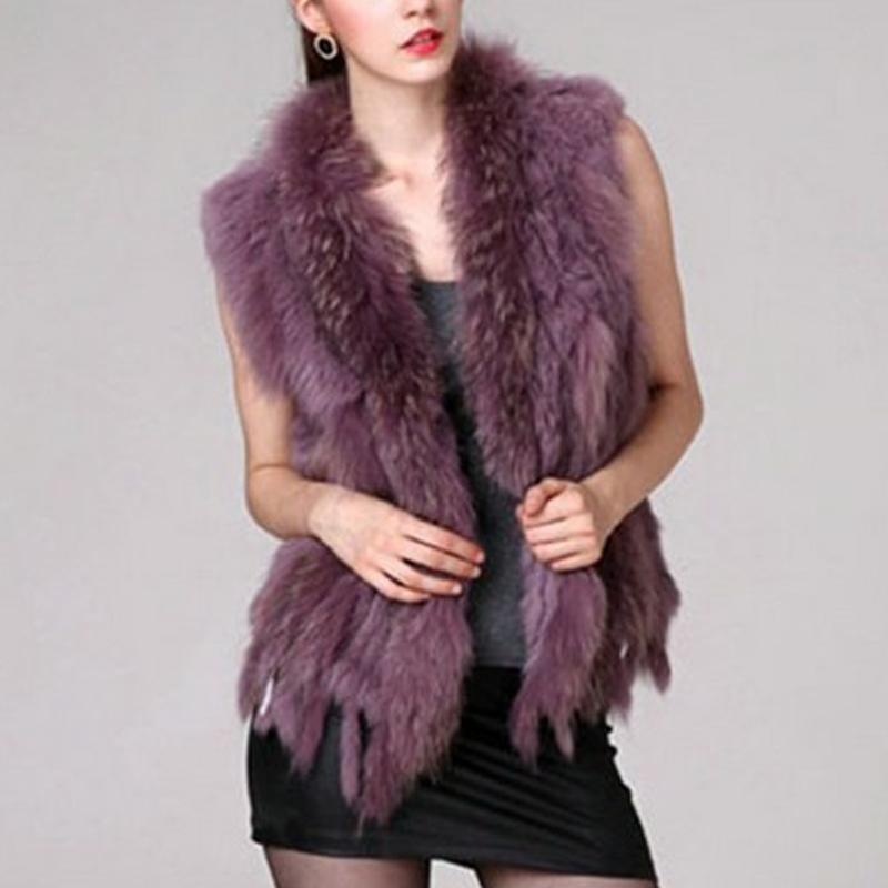 

Autumn Winter Cardigan Faux Fur Vest Knit Warm Coat Tassels Jackets Sleeveless Slim Jacket Outerwear Coat Waistcoat DQ2952, Black