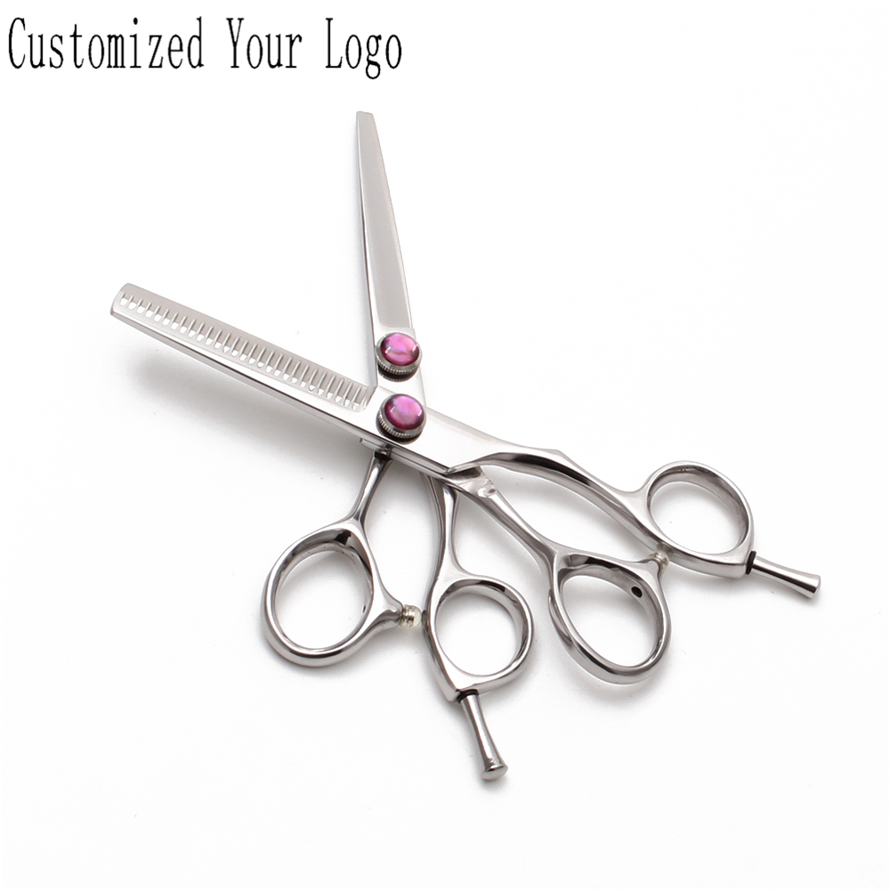 

C9014 6" 17.5cm 440C Customized Logo Barber Makas Haircut Shears Cutting Scissors Thinning Shears Professional Hair Scissors Set