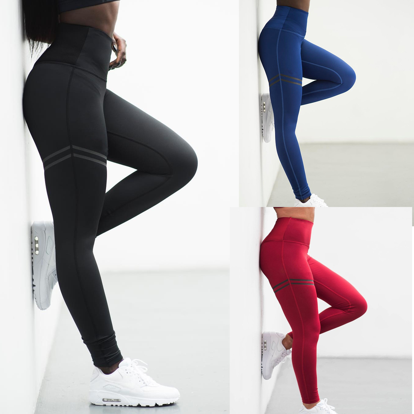 Sexy Women Yoga Pants High Waist Sports Fitness Running Gym Stretch Athletic Workout Long Leggings Trousers Sportswear-image-480839584