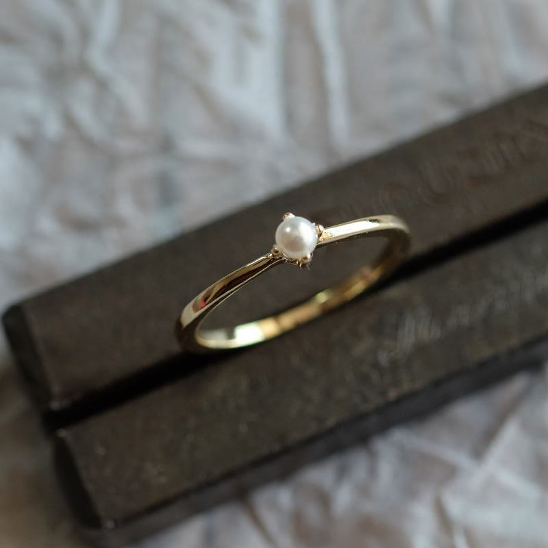 

14k Mini- Small Star Pearl Small Fresh Day Han Jianyue Fold Dai Bai Chi Ma'am Ring