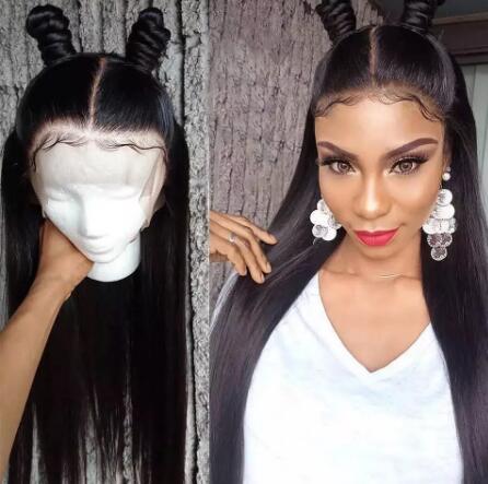 

2020 Lace Frontal Wig Pre Plucked With Baby Hair 8"-24" Natural Color Remy Malaysian Straight Lace Frontal Human Hair Wigs, #4