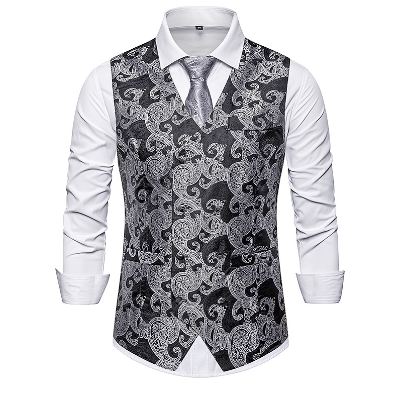 

Mens Black Paisley Double Breasted Suit Vest 2020 Brand Slim Fit Wedding Tuxedo Vest Waistcoat Men Business Formal Dress Vests, Red