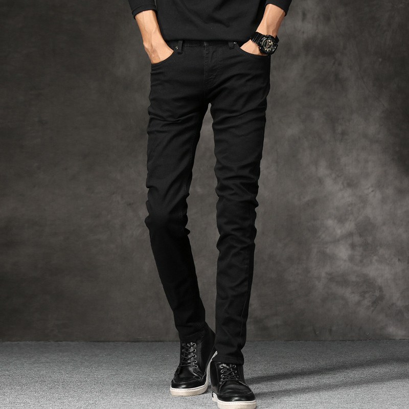 

Brands Trousers Men Clothes Nice Pure Black Elasticity Skinny Jeans Business Casual Male Slim Pants Classic Style, A8806