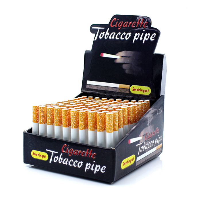 

100pcs per box cigarette shape aluminium alloy metal pipe One Hitter Bat 55MM 78MM smoking Tobacco pipes Snuff Snorter dab tool DHL free