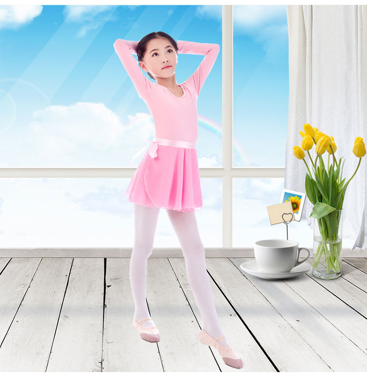 

Kids Girls Ballet Tutu Competition Bodysuit Dance Class Costumes Gymnastics Leotard Dancewear with Tied Skirt Stage & Dance Wear, Beige