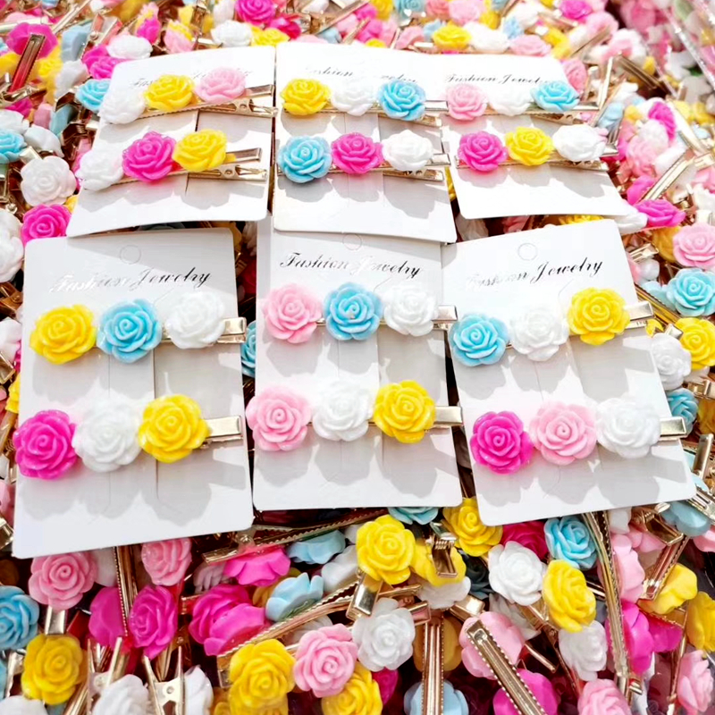 

Fashion charm Hair Clips Likable 50 paper jam 3 Styles Flower Type Ear Clip set Mixed kids Cartoon Resin Children Newest Jewelrys beautiful Girls Gift